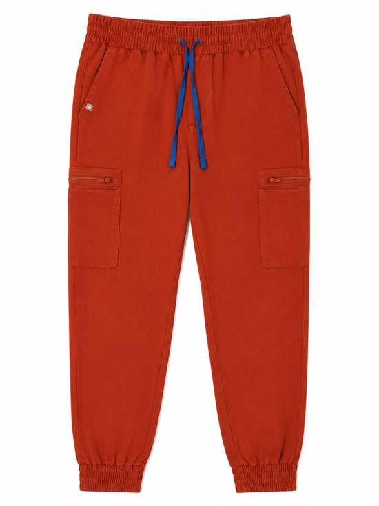 Figs Pants - FIGS Technical Collection Jogger Scrub Pants XS Burnt Orange Elastic Waist Cargo